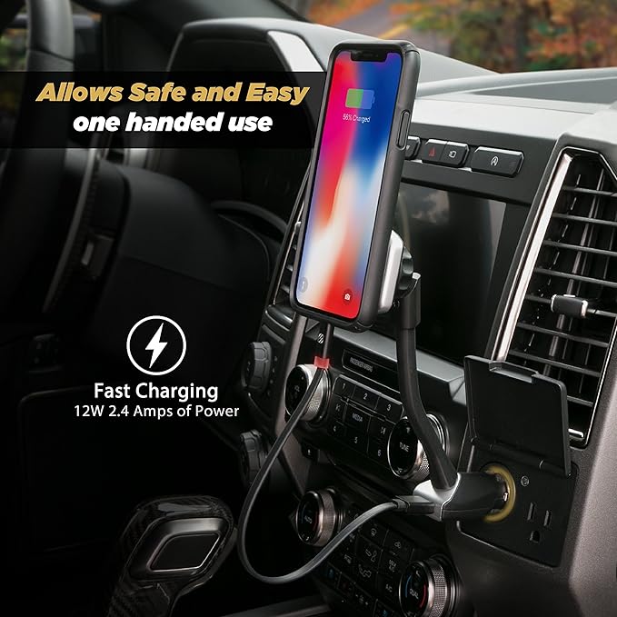 Scosche MP12V MagicMount Pro Magnetic Phone/GPS Car Mount 12W USB-A Power Outlet Cell Phone Charger, Cigarette Lighter Phone Holder, Compatible with Apple iPhone & More, Black/Silver