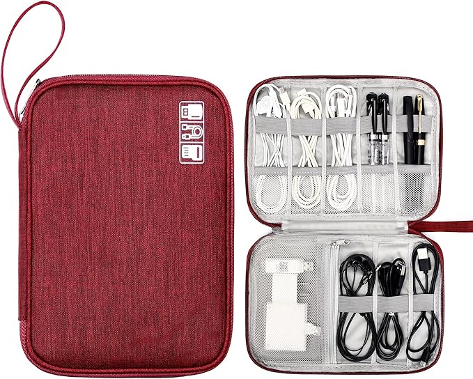 CILLA Travel Cord Organizer Case, Portable Waterproof Storage Bag for Charger, Cord, USB, Power Bank, Earphone, SD Card, Travel Essentials