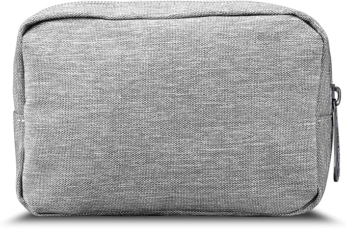 E-Tree Small Makeup Bag, Cosmetic Toiletry Skin Care Make up Little Items Pouch for Purse, Zipper Mini Tech Charger Cable Electronic Organizer Case, Travel Accessories for Women Men Teen, Grey