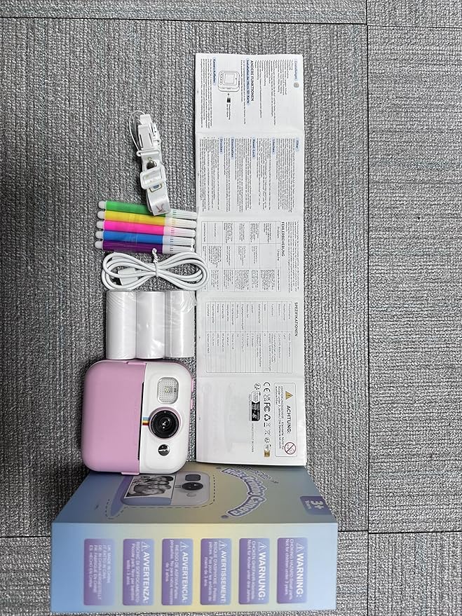 Instant Print Camera for Kids, Christmas Birthday Gifts for Girls Age 3-10, Toddler Toy for 3 4 5 6 7 8 9 10 Year Old Girls with 3 Roller Photo Paper (Pink)