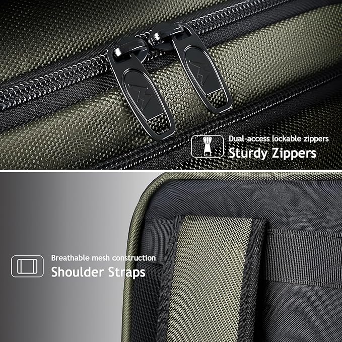 MATEIN Carry on Travel Laptop Backpack, Large Flight Approved Personal Item Travel Backpack with USB Charge Port & Shoe Compartment, Water Resistant Weekender Overnight Bag Fit 17 Inch Laptop, Green