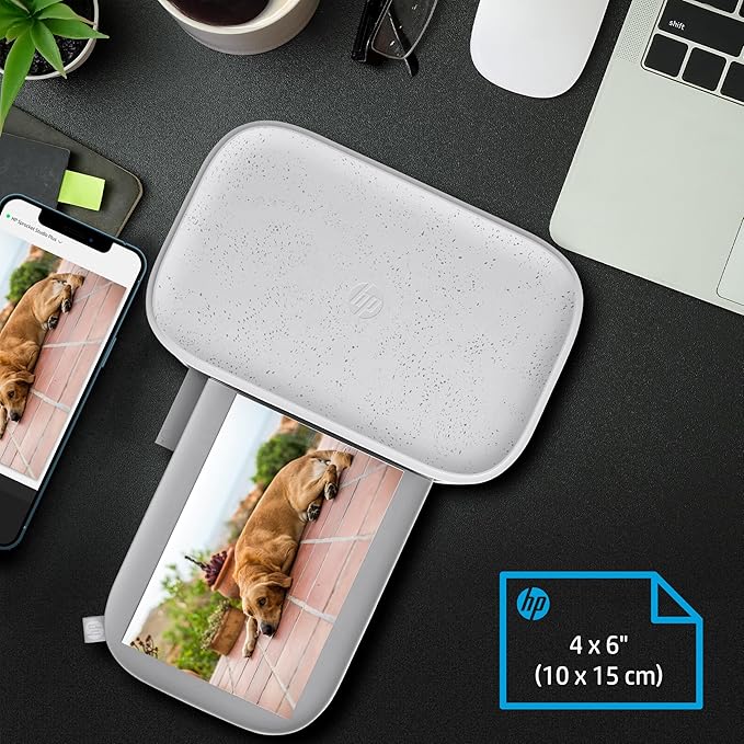 HP Sprocket Studio Plus 4x6" Wireless Instant Photo Printer – Wi-Fi, Premium Dye Sublimation, Compact - Prints Vibrant Color Pictures from iOS & Android Devices - Editing App for Fun, Creative Photos