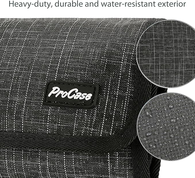 ProCase Electronic Organizer Cord Pouch, Travel Cable Charger Phone Accessories Bag Organizer Roll up Tech Carrying Case for USB Cables SD Memory Cards Earphone Flash Hard Drive -BlackPlaid