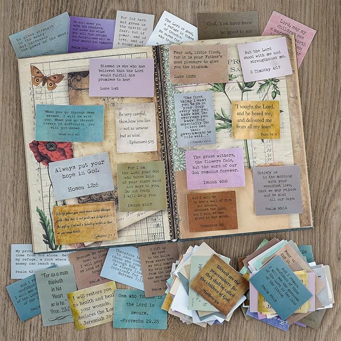 120 Pieces Retro Bible Verse Stickers (2 Pieces of Each), Inspirational Christian Vintage Journaling Stickers Typewriter Font Quotes Bible Study Supplies for Water Bottle Laptop Scrapbooking Decals