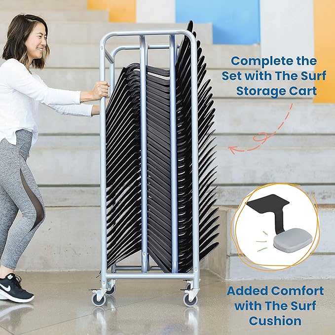 ECR4Kids The Surf Portable Lap Desk, Flexible Seating, Black, 10-Pack