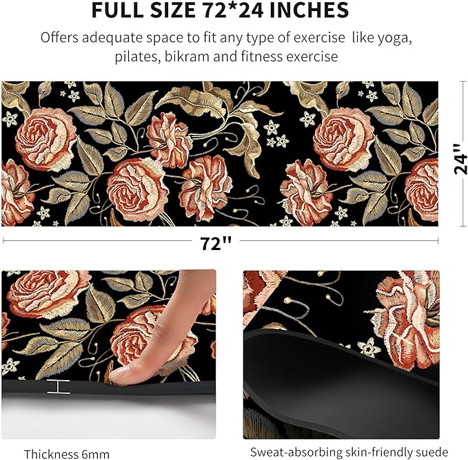 nuveti Yoga Mat Print Extra Thick TPE Non Slip Fitness Exercise Mat with Carrying Bag,72"x24" Extra Thick 6MM Exercise & Workout Mat for Yoga, Pilates Fitness and Floor Exercises