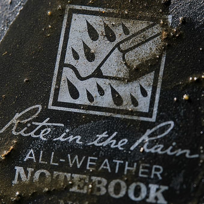 Rite in the Rain Weatherproof Top Spiral Notebook, 3" x 5", Black Cover, Universal Pattern, 6 Pack (No. 735L6)