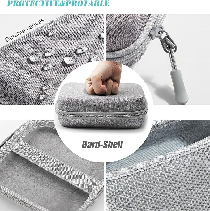 Small Travel Carrying Storage Case, 4.4"x4.4" Charger Organizer, Pouch compatible with MacBook Power Adapter, Laptop Accessories Cables, Cords, USB Drives, Earphones