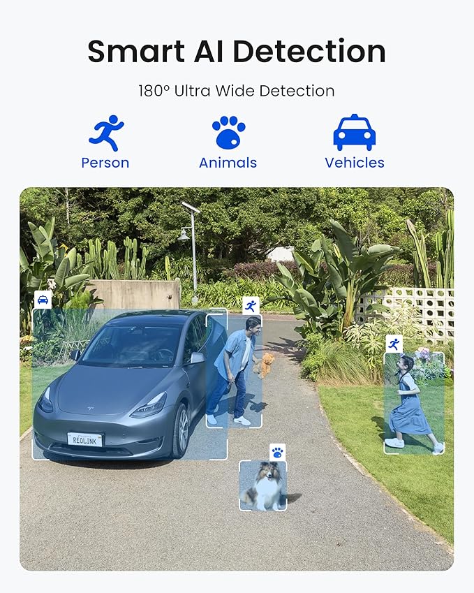 REOLINK Argus 4 Pro 4K Solar Camera Outdoor Wireless, Dual-Lens 180° View for Home Security, ColorX Night Vision, No Subscription, Smart Detection, Local Storage, Wi-Fi 6, Home Hub Compatible