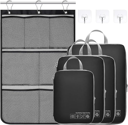 Cambond Compression Packing Cubes for Travel Women - Travel Bags Luggage Organizers Travel Essentials Compression Cubes for Travel Carry on Suitcases Organizer