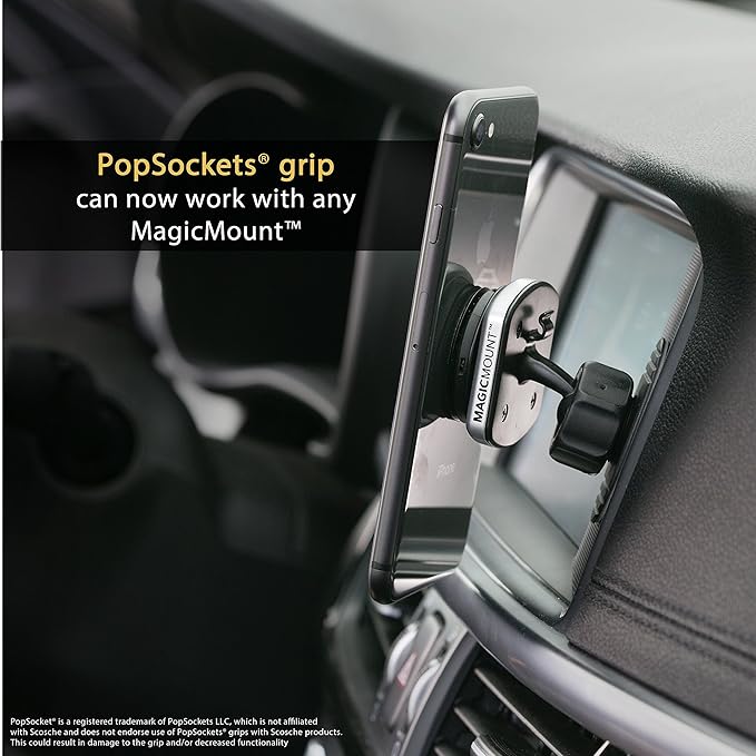 Scosche MPDRND-SP MagicMount Pro Magnetic Car Phone Holder - Strong Magnet Mount for iPhone and Android - Secure Magnetic Mount for Car Dashboard - Universal 360° Adjustable Mobile Cell Holder