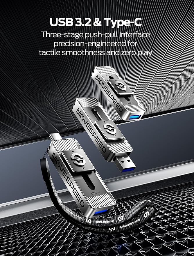 MOVE SPEED 2TB Solid State Drives with Dual Ports & Push-Pull Design 560MB/s Read Speed, Type C + USB 3.2 Drive Portable ssd for iPhone 15/16/Android/Mac