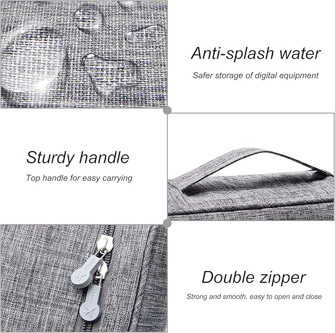 VOCUS Electronics Organizer Travel Cable Organizer Bag for Electronics Accessories, Portable Tech Carring Large Storage Case for Charger, Cord, Power Bank, Hardware