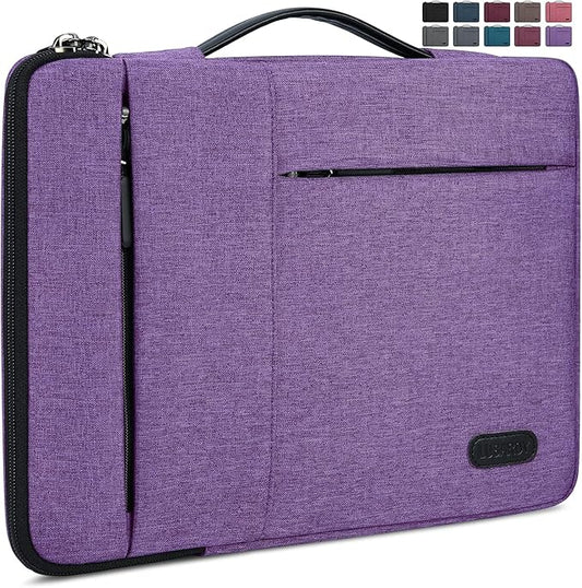 Laptop Sleeve Case 13.3-14 Inch Waterproof Durable 360 Protective Carrying Case Portable Handle Business Briefcase Compatible with MacBook Air/Pro HP ThinkPad Notebook Purple