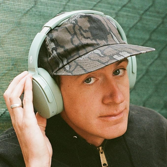 Skullcandy Hesh ANC Wireless Over-Ear Bluetooth Headphones, Active Noise Cancelling, Up to 22 Hrs Battery, Foldable Lightweight Design, Microphone for iPhone Android - Preppy Sage