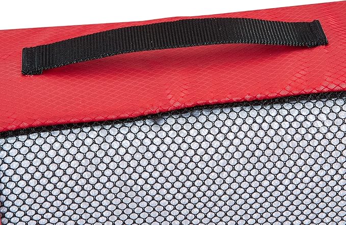 Amazon Essentials 4-Piece Packing Cubes Travel Accessories Set, Luggage Organizer with Double Zipper, Mesh Top, 100% Polyester, Medium, Red (Previously Amazon Basics)