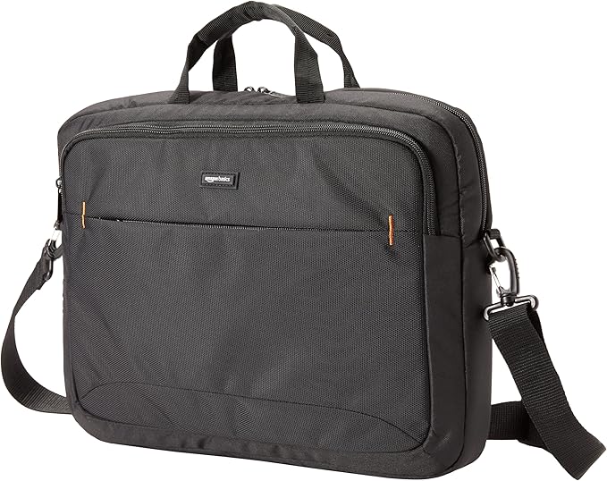Amazon Basics 17.3-Inch Laptop Shoulder Bag, Fits Dell, HP, ASUS, Lenovo, MacBook Pro and more, Black