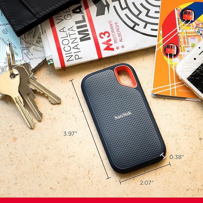 SanDisk 8TB Extreme Portable SSD - Up to 1050MB/s, USB-C, USB 3.2 Gen 2, IP65 Water and Dust Resistance, Updated Firmware - External Solid State Drive - SDSSDE61-8T00-G25