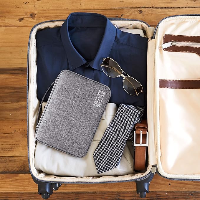 SELLYFELLY Electronic Bag Travel Cable Accessories Bag Waterproof Double Layer Electronics Organizer Portable Storage Case for Cable, Cord, Charger, Phone, Adapter, Power Bank, Kindle, Hard Drives