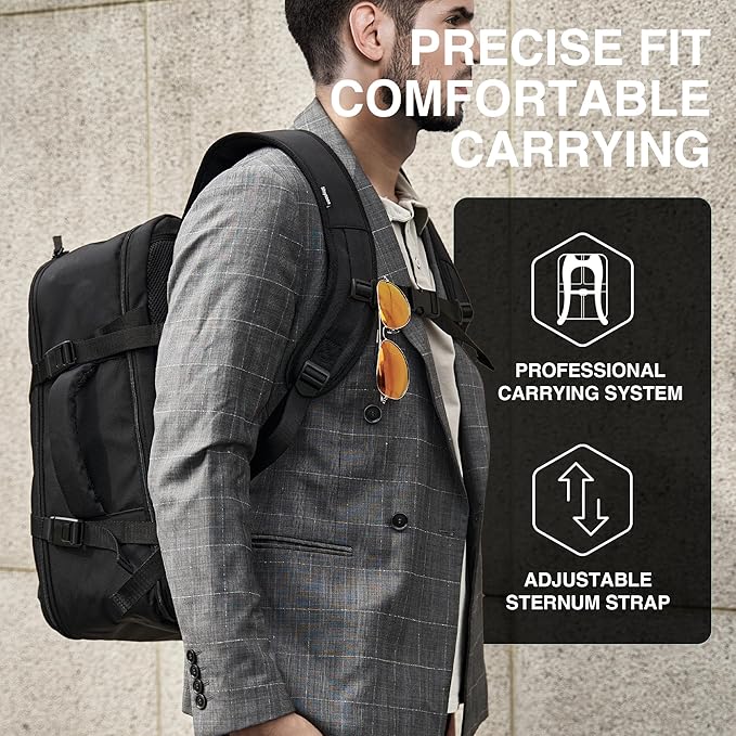 TSA-Friendly Travel Backpack with Laptop Compartment, 30L Carry-On Backpack for Men & Women, 180° Lay-Flat Design, Waterproof & Durable 1000D Oxford, Fits 15.6" Laptop