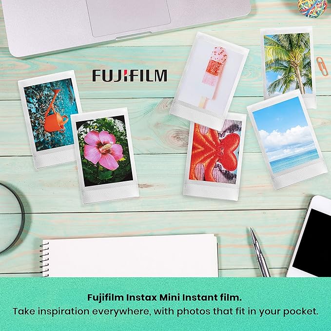 Fujifilm Instax Mini 12 Instant Film Camera Lilac Purple, Fujifilm Instax Mini Twin Pack Instant Film 20 Sheets, Case, Accessory Bundle