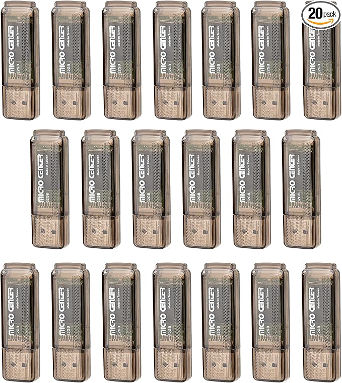 INLAND Micro Center Super Speed 20 Pack 32GB USB 3.0 Flash Drive Memory Stick Thumb Drive Data Storage Jump Drive Bulk, Much Faster Than USB2.0 Flash Drive, Brown