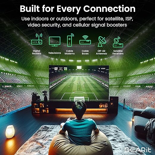 GEARit Coaxial Cable for Direct Burial (50ft) RG6 70 Ohm RF Rubber Boot Waterproof Underground in-Wall with Rubber Boot, High-Speed Internet, Broadband, Digital TV Aerial, Satellite Cable 50 Feet