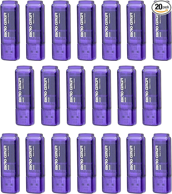 INLAND Micro Center Super Speed 20 Pack 64GB USB 3.0 Flash Drive Memory Stick Thumb Drive Data Storage Jump Drive Bulk, Much Faster Than USB2.0 Flash Drive, Blue