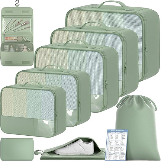 BAGAIL 9 Set Packing Cubes Luggage Packing Organizers for Travel Accessories