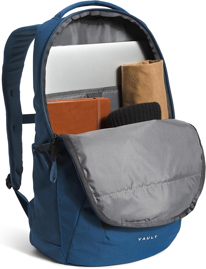 THE NORTH FACE Vault Everyday Laptop Backpack | Commuter Travel Bag with Water-Repellent Finish, Spacious Main Compartment, Shady Blue/TNF White-NPF, One Size
