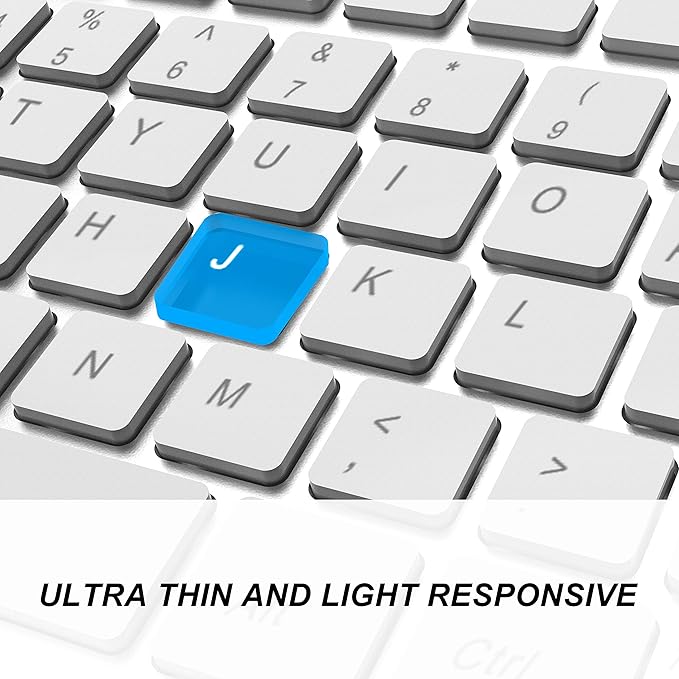 JOYACCESS J Wireless Keyboard, 2.4G Slim and Compact Wireless Keyboard with Numeric Keypad for Laptop, MacBook air, Apple, Computer, PC-Sliver&White