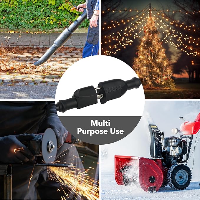 BN-LINK 6ft Outdoor Extension Cord, 12/3 SJTW Heavy Duty Power Cord, 3-Prong Grounded Plug, Weather Resistant, 15A, 1875W, Black, for Lawn, Garden, Appliances, ETL Listed