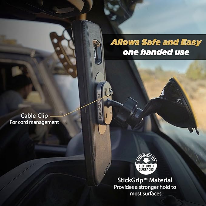 Scosche MWPDB MagicMount Pro Magnetic Car Phone Holder - Strong Magnet Mount for iPhone and Android - Secure Magnetic Mount for Car Window/Dash - Universal 360° Adjustable Mobile Cell Holder