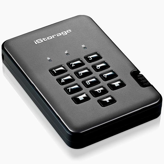 iStorage diskAshur PRO2 HDD 5TB | Secure Portable Hard Drive | FIPS Level 3 certified | Password Protected | Dust/Water-Resistant | Hardware encryption