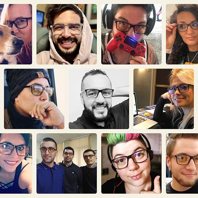 J+S Vision Blue Light Blocking Glasses for Men Women | Computer Gaming Work| Anti Strain Fatigue UV Glare | Medium-Small Fit