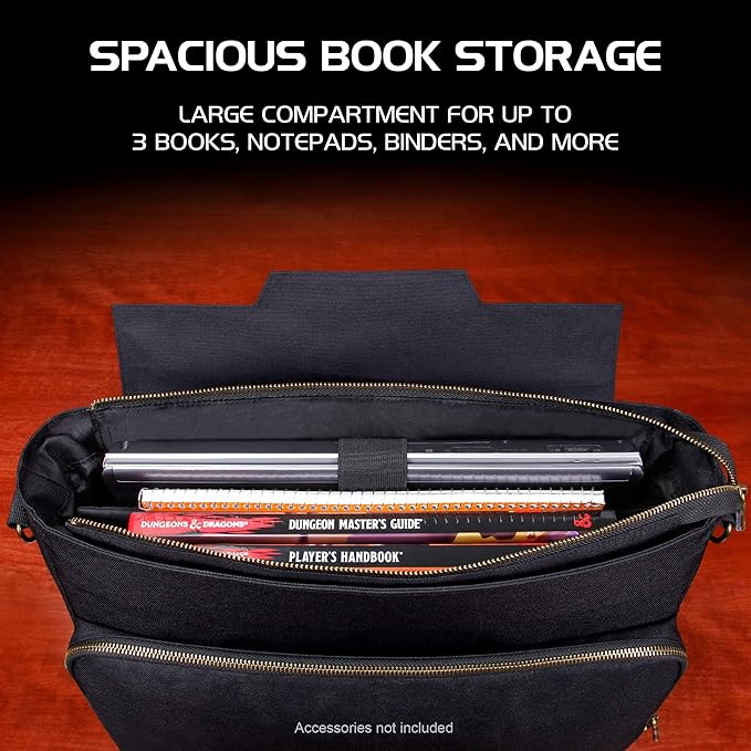 ENHANCE Tabletop RPG Player's Essentials DND Bag - Dungeons and Dragons Messenger Bag Fits Player's Handbook, Binders, Dice & Accessories with 17 inch Laptop Compartment and Battlemap Carrying Straps