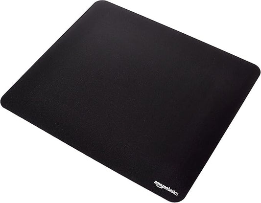 Amazon Basics Large Square Computer Mouse Pad, Cloth and Rubberized Base, 17.7L x 15.7W inches, Black
