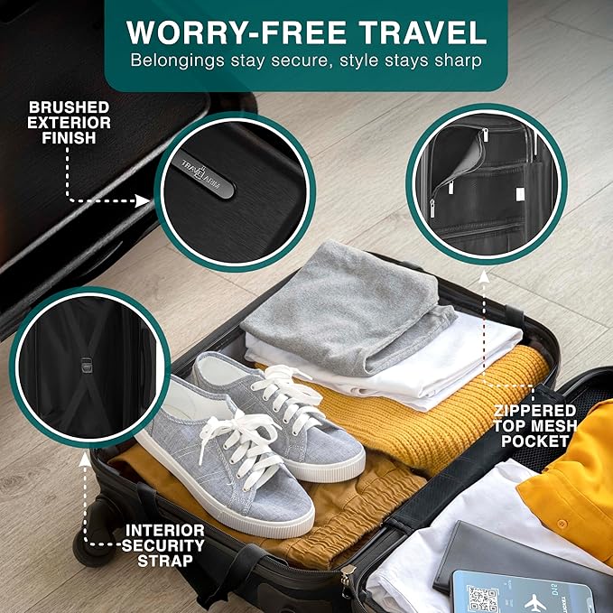 Luggage Sets 2 Piece, 24 Inch Suitcase and 28 Inch Luggage with Spinner Wheels, Durable Hard Shell Suitcase Set, Expandable Travel Suitcases with Wheels, Black