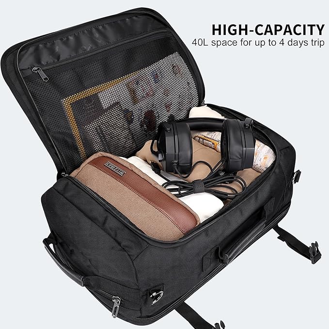 WITZMAN Travel Backpack for Men Women Laptop Backpack with USB Charging Port Carry-on Luggage Flight Approved(B686 Black)