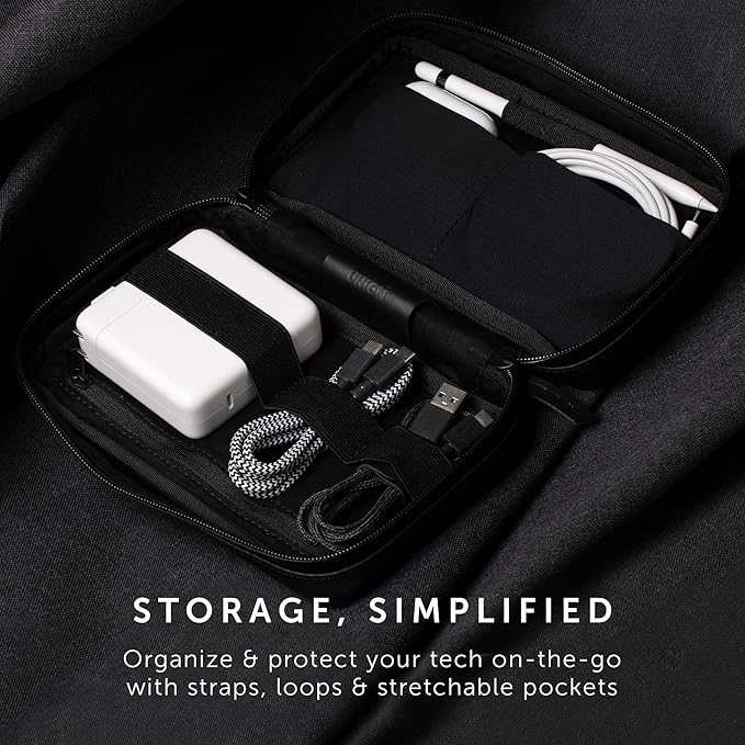 Native Union Stow Organizer – Premium Travel Tech Kit Crafted with Durable Canvas – Keep Essentials Organized with Flexible Storage & Quick-Access Pocket for Cables, Chargers, SIM Cards & More (Slate)