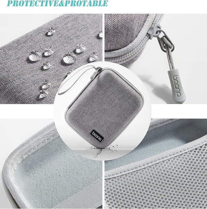 Small Travel Carrying Storage Case, 4.4"x4.4" Charger Organizer, Pouch compatible with MacBook Power Adapter, Laptop Accessories Cables, Cords, USB Drives, Earphones