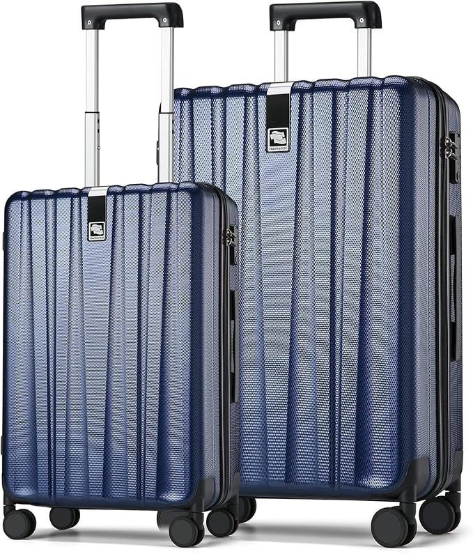 Hanke Luggage Sets 2 piece Carry On Luggage with Wheels PC Hard Shell Suitcases Lightweight Checked Travel Luggage Large Travel Suitcase Woman Men 20/29 Inch(Dark Blue)