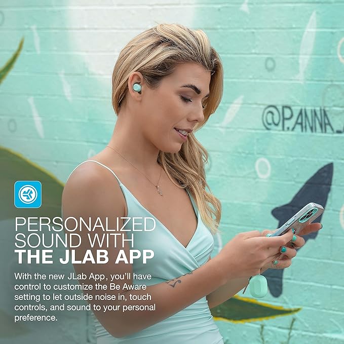 JLab JBuds Mini True Wireless Bluetooth Earbuds + Charging Case, Mint, IP55 Sweat and Dust Proof, Bluetooth Multipoint, Be Aware Audio, 3 EQ Sound Settings, Crystal Clear Calls