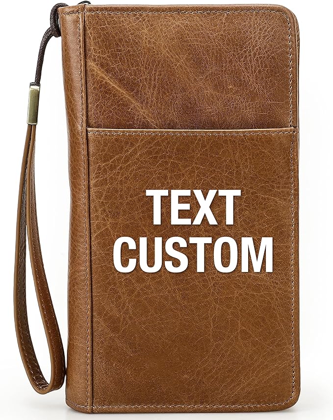 Top Grain Leather Customizable Travel Passport Wallet Holder for Man & Woman, Handmade for 4 Passports & Multi Cards, RFID Blocking Large Capacity for Cards/Passports/Tickets