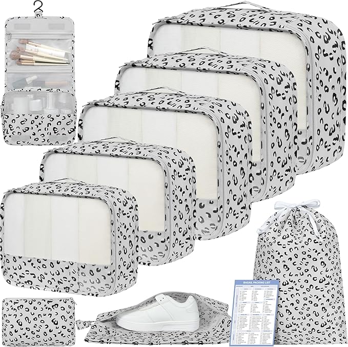 BAGAIL 9 Set Packing Cubes Luggage Packing Organizers for Travel Accessories