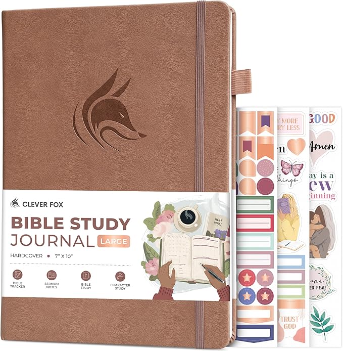 Clever Fox Bible Study Journal Large – Church Notes Notebook – Note Taking & Journaling Kit – Faith Based Religious Accessories, 7x10” (Dark Terracotta)