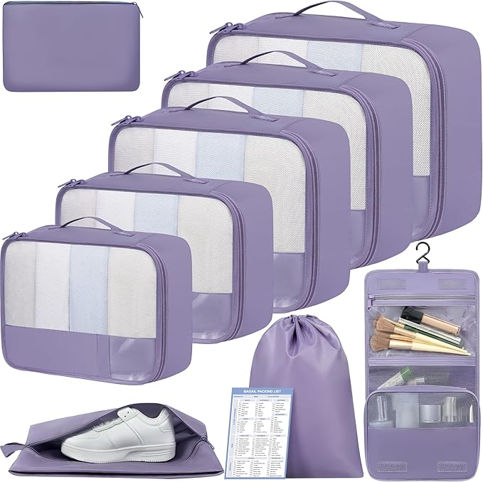 BAGAIL 9 Set Packing Cubes Luggage Packing Organizers for Travel Accessories