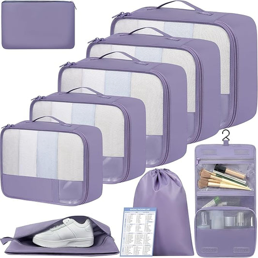 BAGAIL 9 Set Packing Cubes Luggage Packing Organizers for Travel Accessories