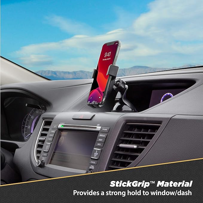 Scosche GHVWD 3-in-1 Universal Suction Cup Phone Mount for Car and Truck Dashboard/Windshield/Vent Mount, 360° Adjustable Phone Stand, Cell Phone Holder Compatible with iPhone and All Android Phones