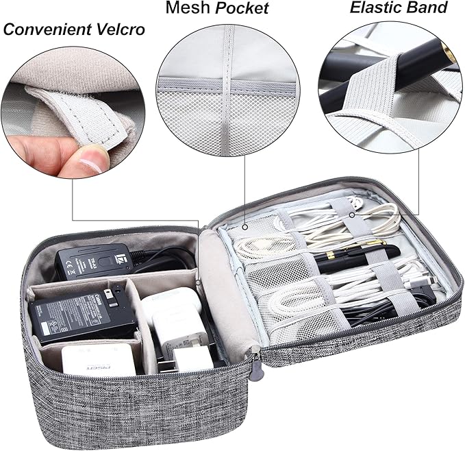 Electronics Organizer Travel Universal Cable Organizer Bag Waterproof Electronics Accessories Storage Cases for Cable, Charger, Phone, USB, SD Card, Hard Drives, Power Bank, Cords